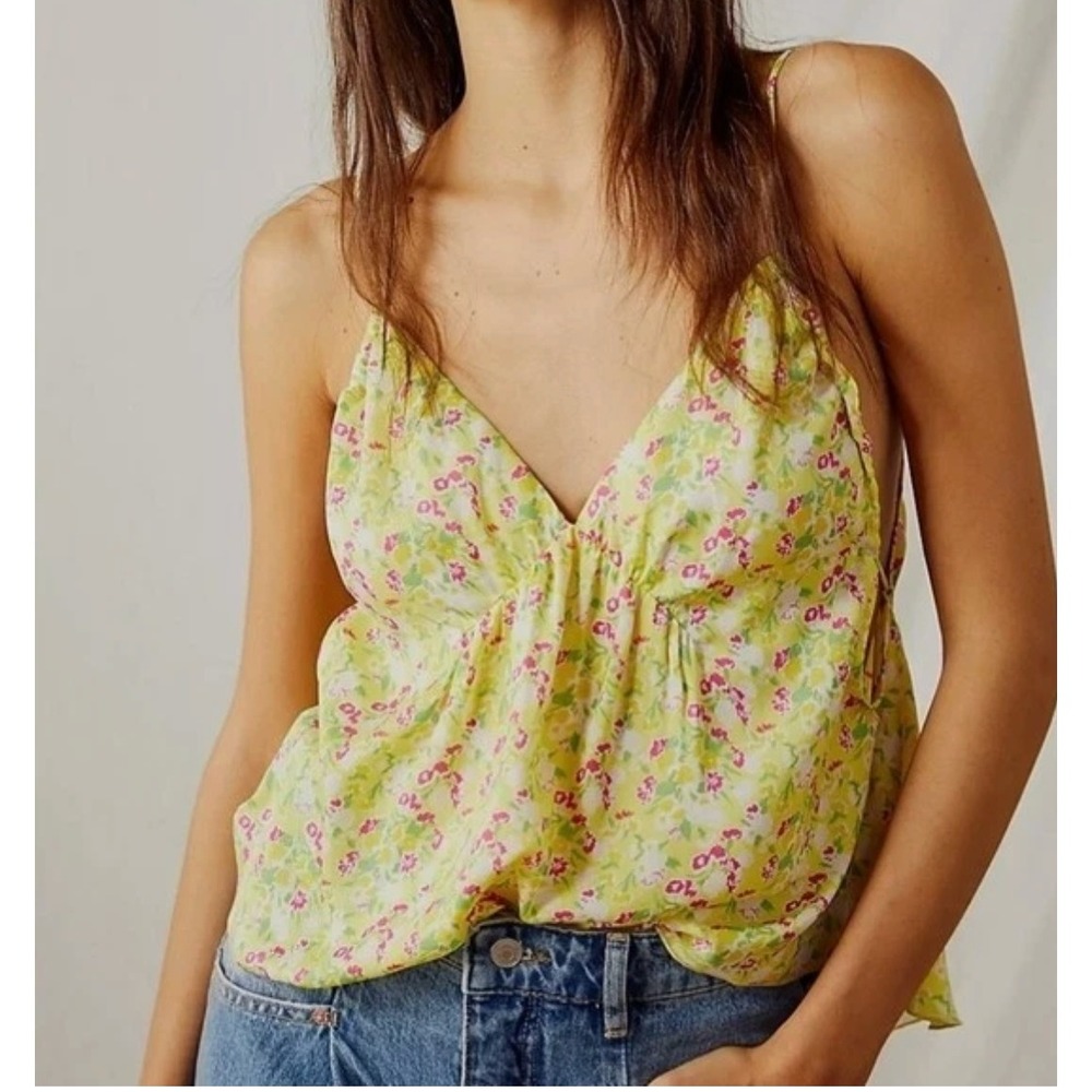 Intimately Free People Top Women S Yellow Floral Cami Festival Boho Summer fairy